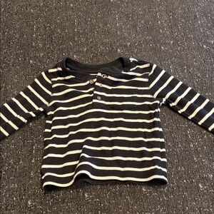 Cat & Jack Black and White Striped Long Sleeve Tee